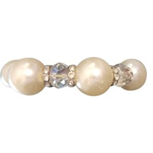 Cream Faux Pearl Iridescent Bead Bracelet